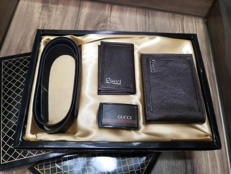 خرید ست کیف پول جیبی 3 تیکه چرم مصنوعی برند گوچی