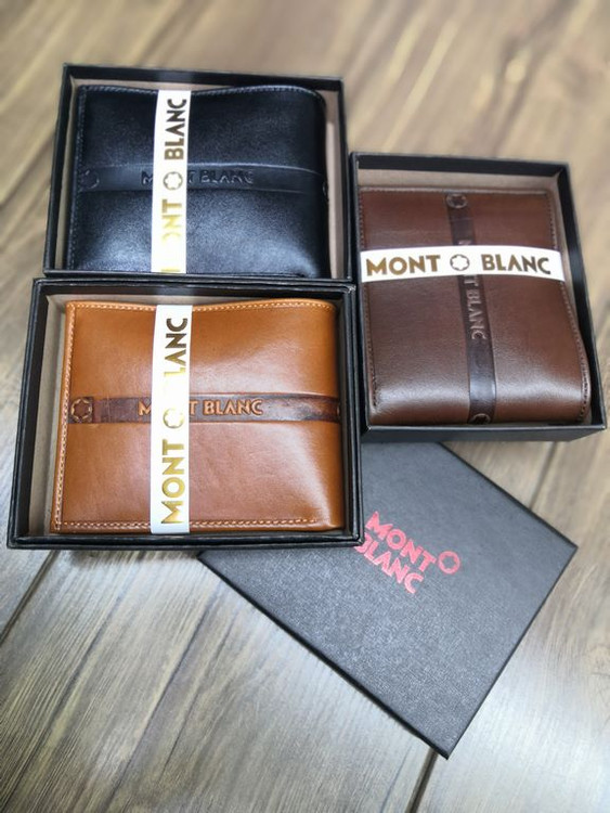 خرید کیف پول جیبی مردانه چرم گاوی طبیعی نواری برند مونت