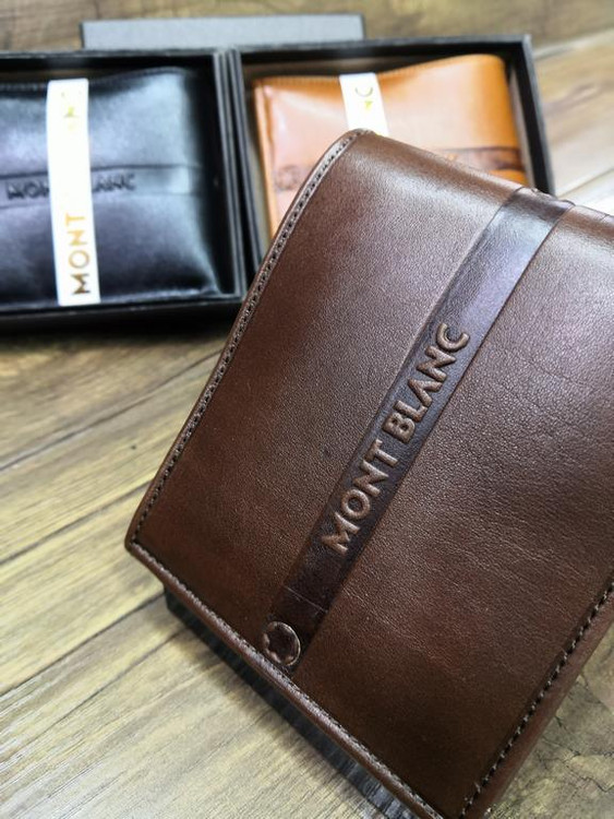 خرید کیف پول جیبی مردانه چرم گاوی طبیعی نواری برند مونت