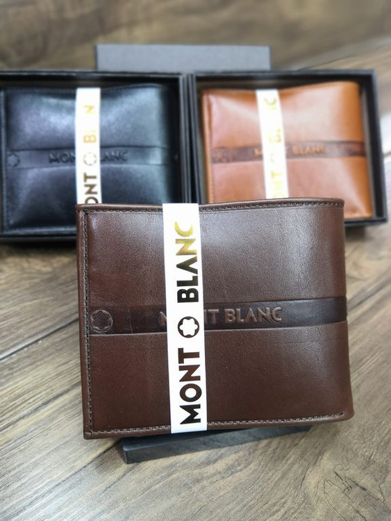خرید کیف پول جیبی مردانه چرم گاوی طبیعی نواری برند مونت