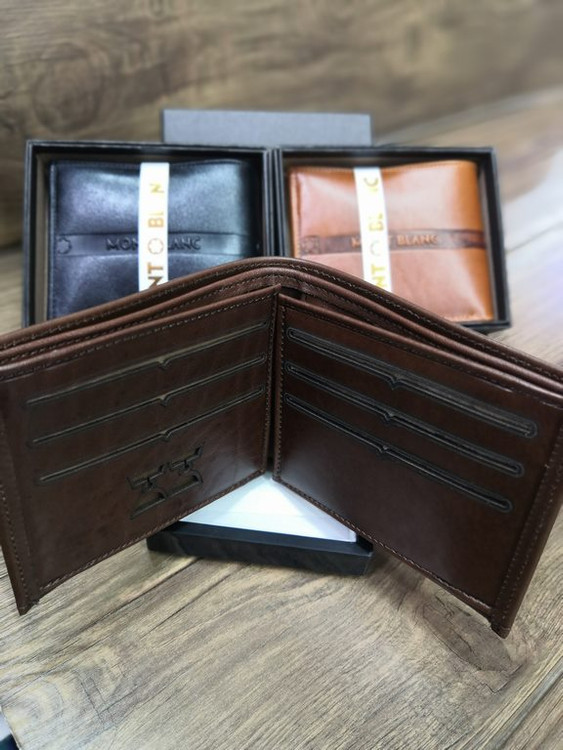 خرید کیف پول جیبی مردانه چرم گاوی طبیعی نواری برند مونت