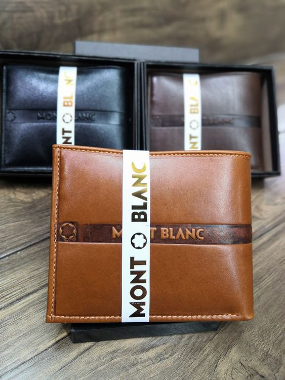 خرید کیف پول جیبی مردانه چرم گاوی طبیعی نواری برند مونت