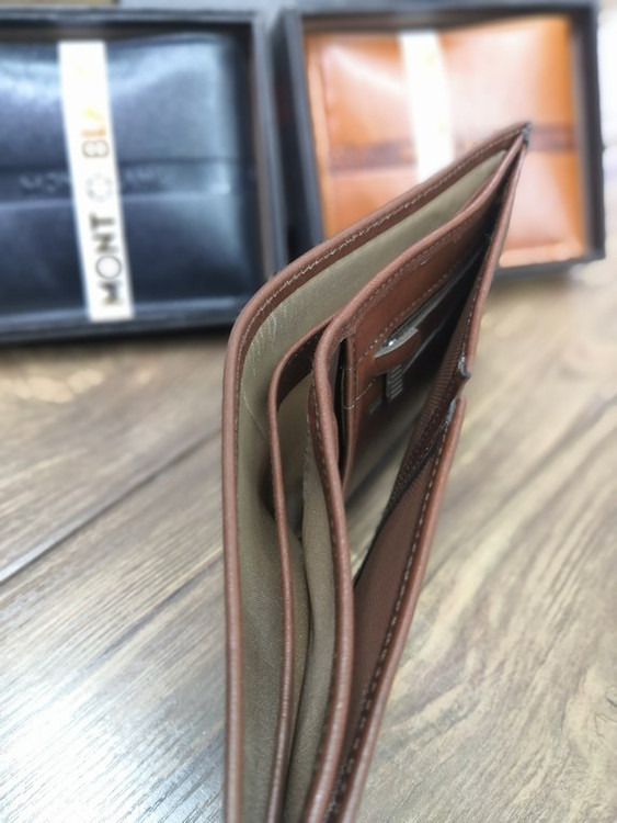 خرید کیف پول جیبی مردانه چرم گاوی طبیعی نواری برند مونت