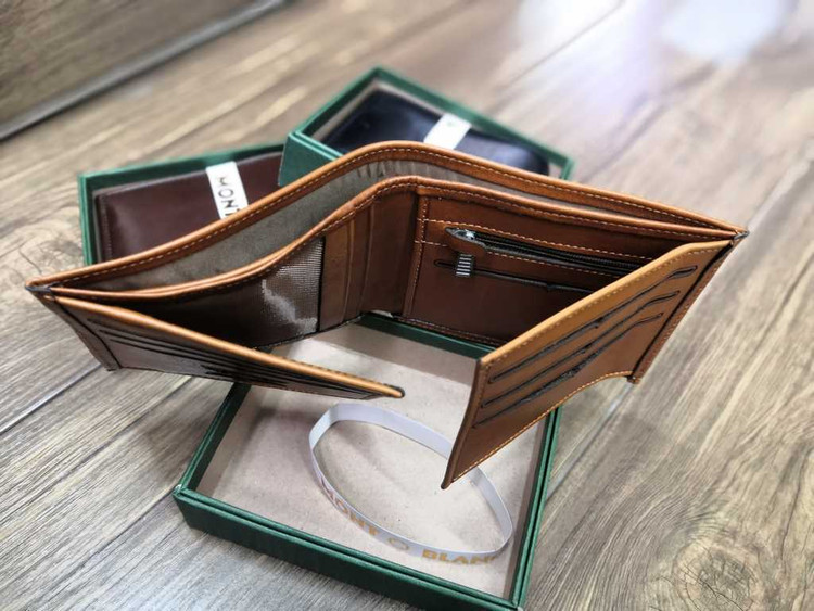 خرید کیف پول جیبی چرم گاوی طبیعی طرح دار برند مونت