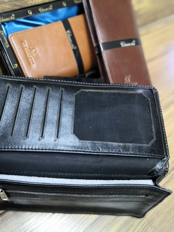 خرید کیف پول کتی مردانه چرم گاوی طبیعی جاموبایل دار برند cb