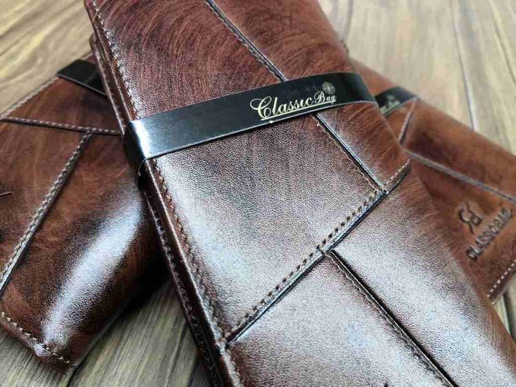 خرید کیف پول کتی چرم گاوی طبیعی دسترنگ خطی برند ck