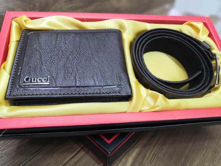 خرید ست هدیه کیف پول چرم مصنوعی دو تیکه گوچی