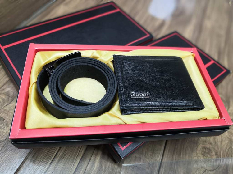 خرید ست هدیه کیف پول چرم مصنوعی دو تیکه گوچی