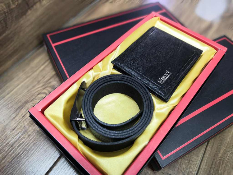 خرید ست هدیه کیف پول چرم مصنوعی دو تیکه گوچی