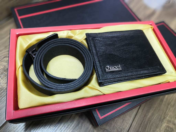 خرید ست هدیه کیف پول چرم مصنوعی دو تیکه گوچی