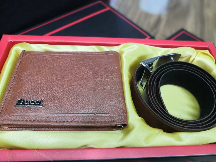 خرید ست هدیه کیف پول چرم مصنوعی دو تیکه گوچی