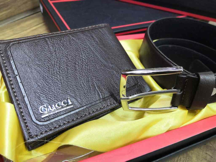 خرید ست هدیه کیف پول چرم مصنوعی دو تیکه گوچی