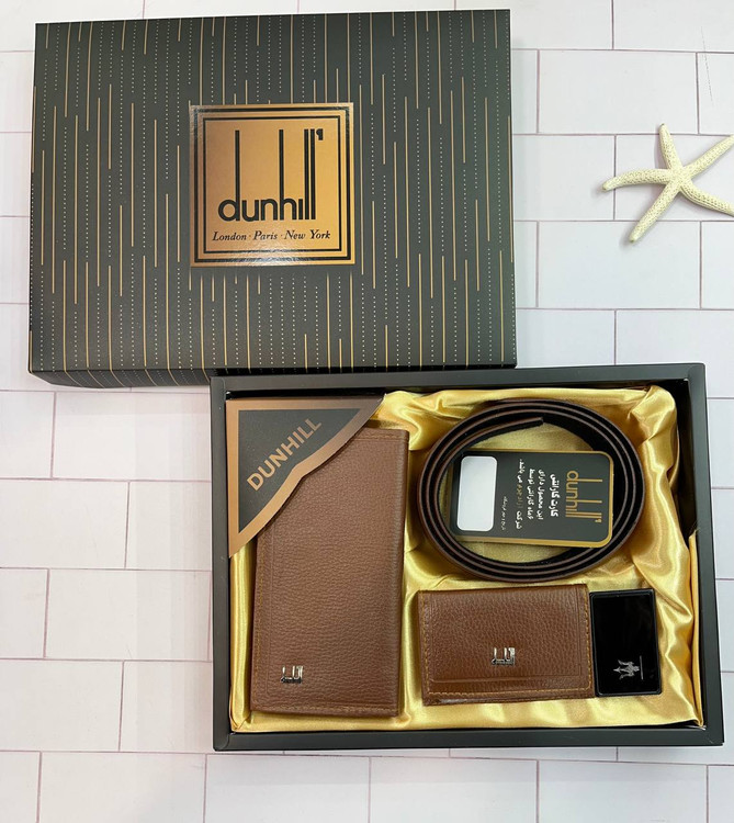 خرید ست هدیه کیف پول مردانه3 تیکه چرم مصنوعی با جعبه مقوایی برند دانهیل
