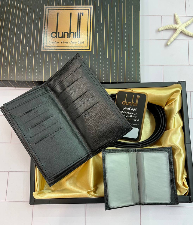 خرید ست هدیه کیف پول مردانه3 تیکه چرم مصنوعی با جعبه مقوایی برند دانهیل