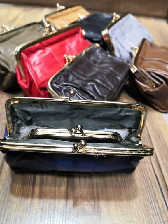 خرید کیف پول دهنه دار چرم طبیعی استیل مدل 3دهنه متوسط