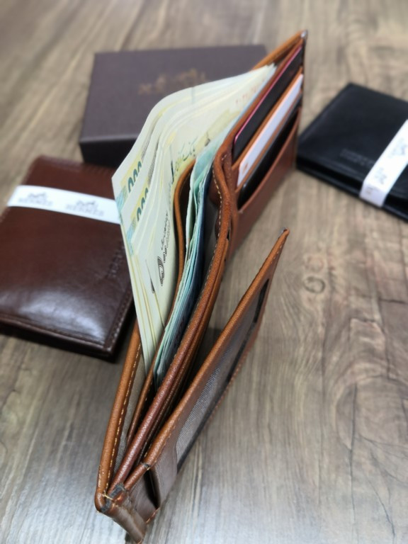 خرید کیف پول جیبی چرم گاوی طبیعی مدل دو آلبوم طرح دار برند هرمس